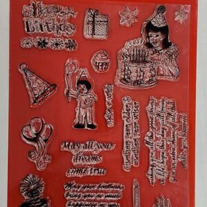 Clear Birthday Rubber stamp craft Size 104 mm x 150 mm.