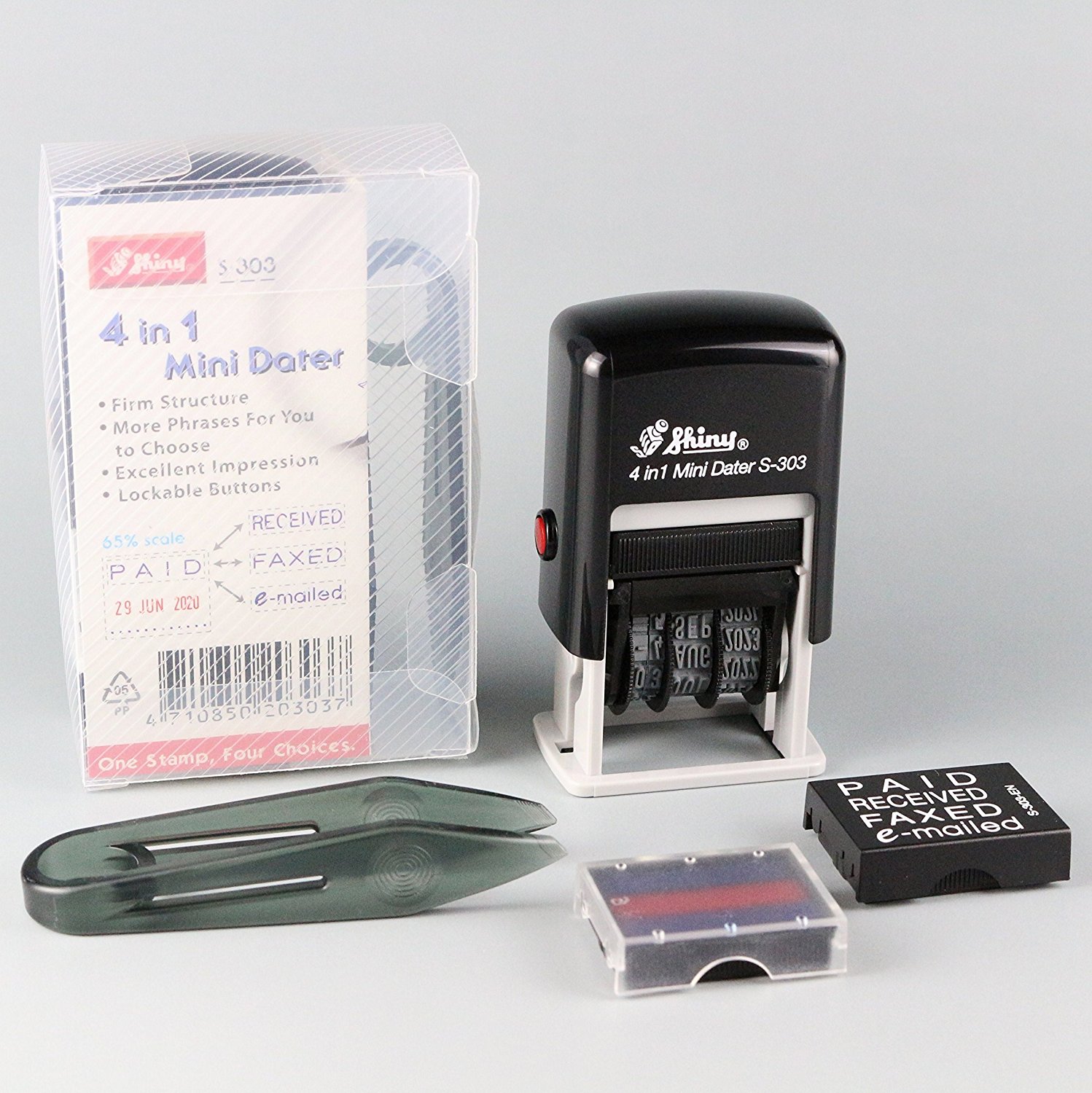SCANNED Shiny S303 Rubber Date Stamp Black Ink S-303 
