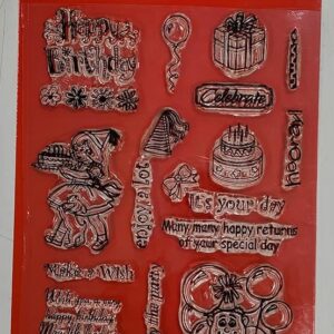 Clear Happy Birthday Rubber Stamp Craft Size 104 mm x 150 mm