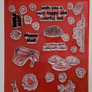 Clear Happy Holi Rubber Stamp Craft Size 104 mm x 150 mm